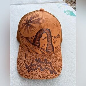 Arches Utah hand burned ball cap trucker hat